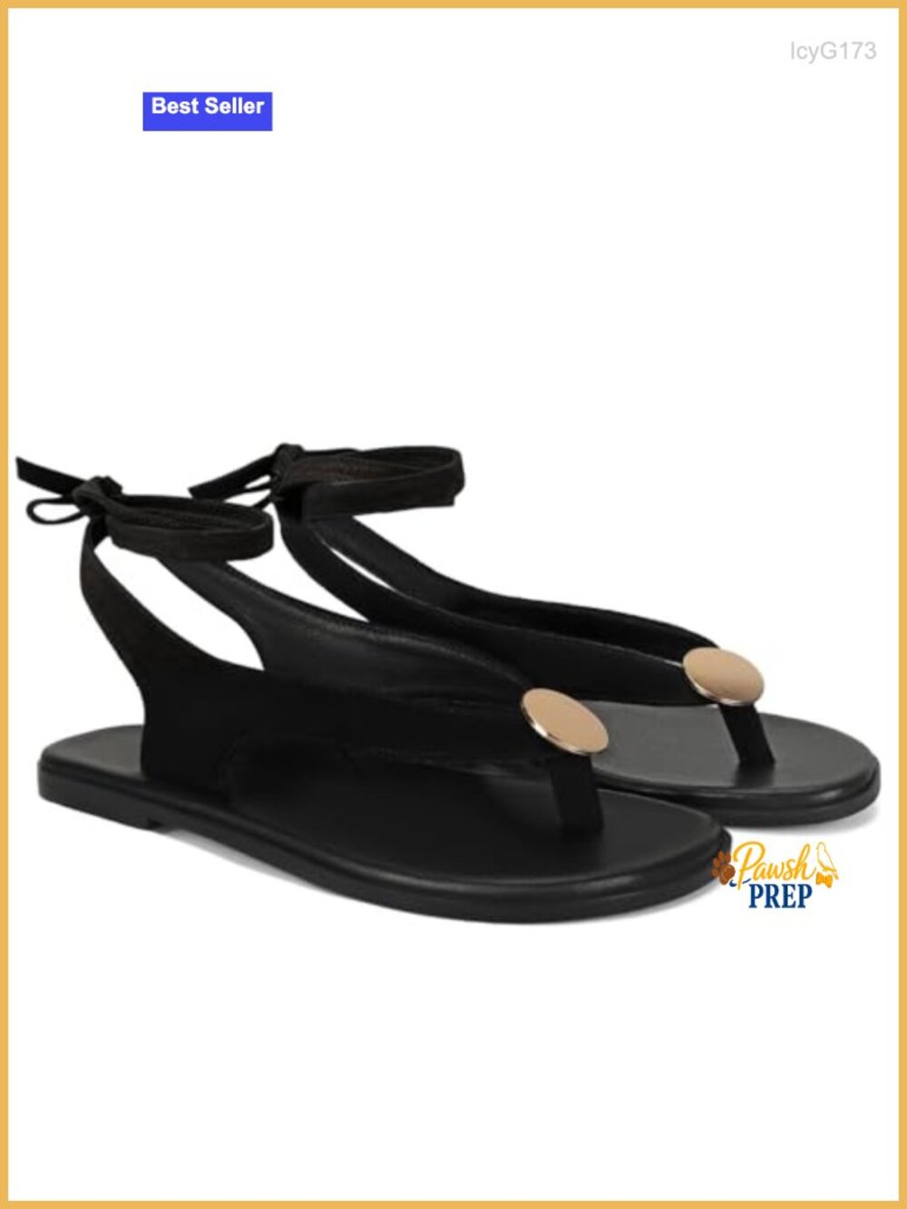 Strappy Thong Flat Sandals With Metal Circular